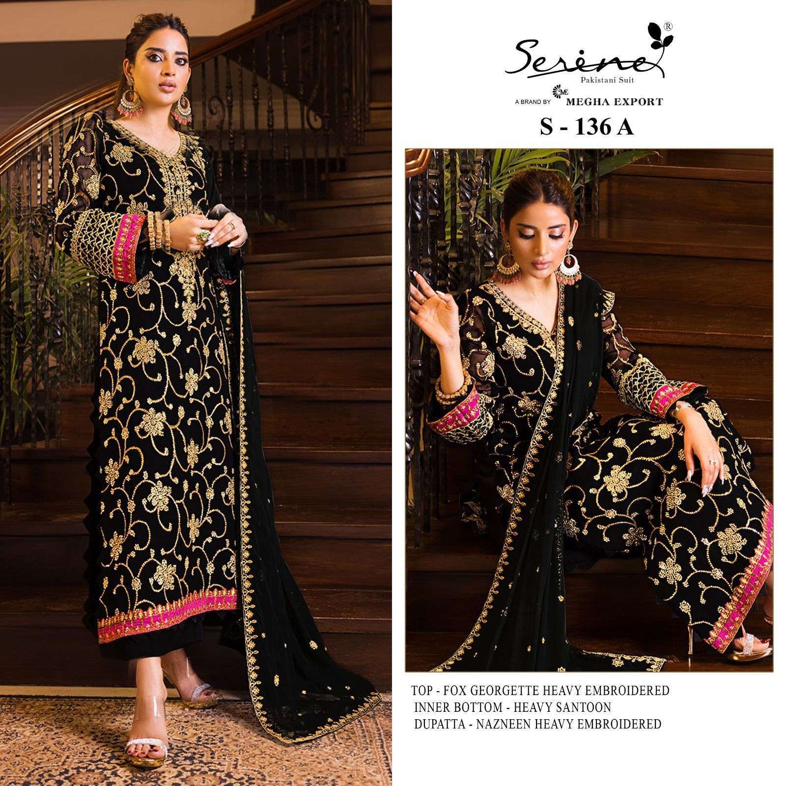 serine s 136a faux georgette embroidered suit 