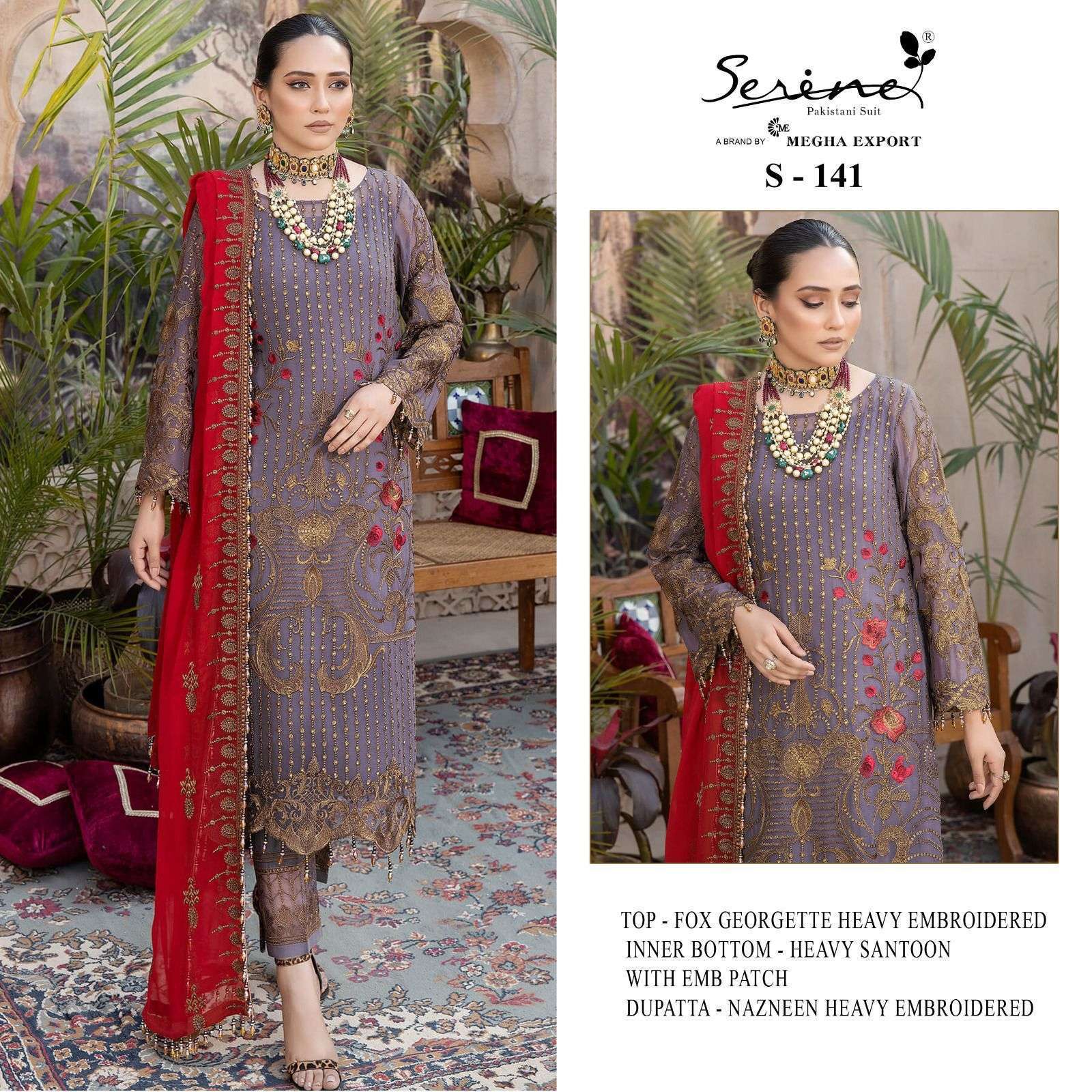serine s 141 faux georgette heavy embroidered suit 