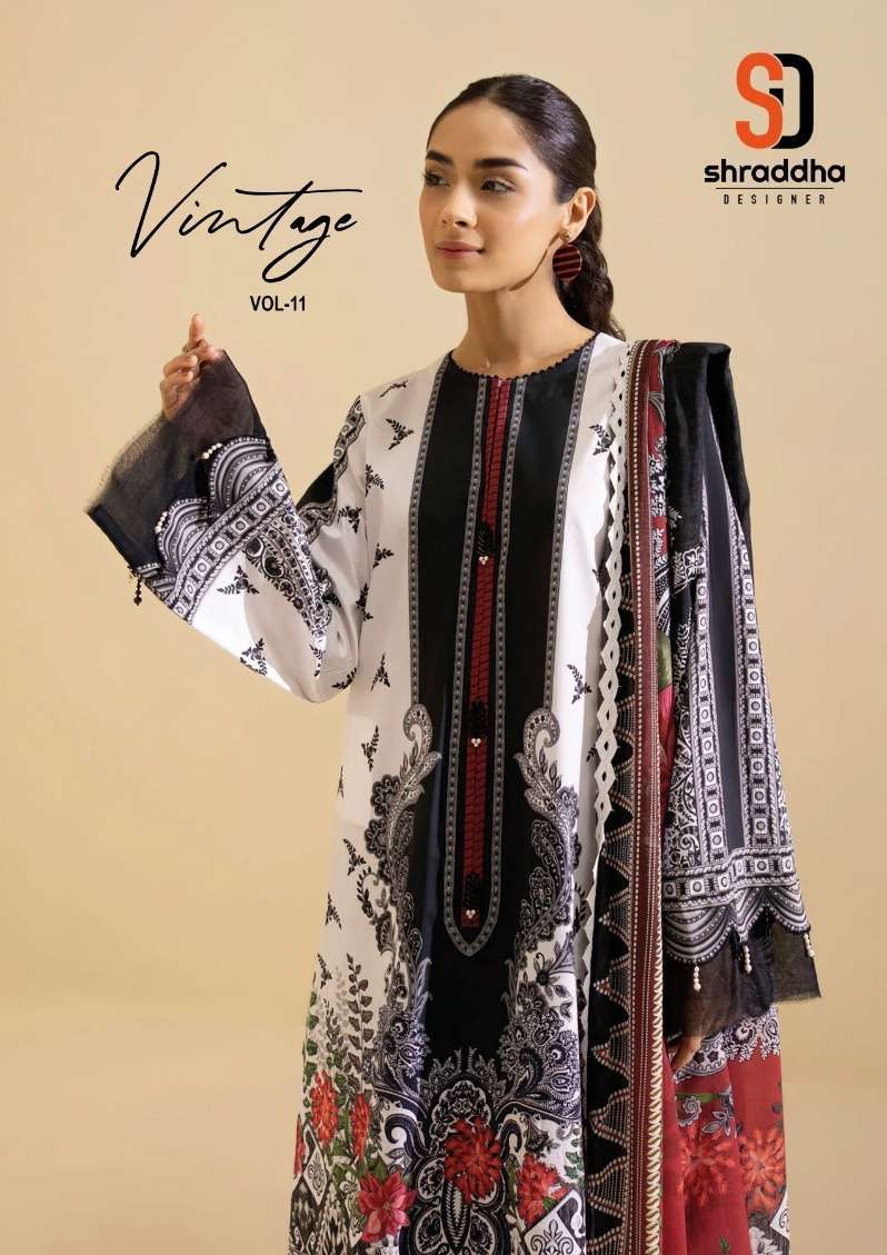 shraddha vintage vol 11 series 1101-1104 lawn cotton suit 