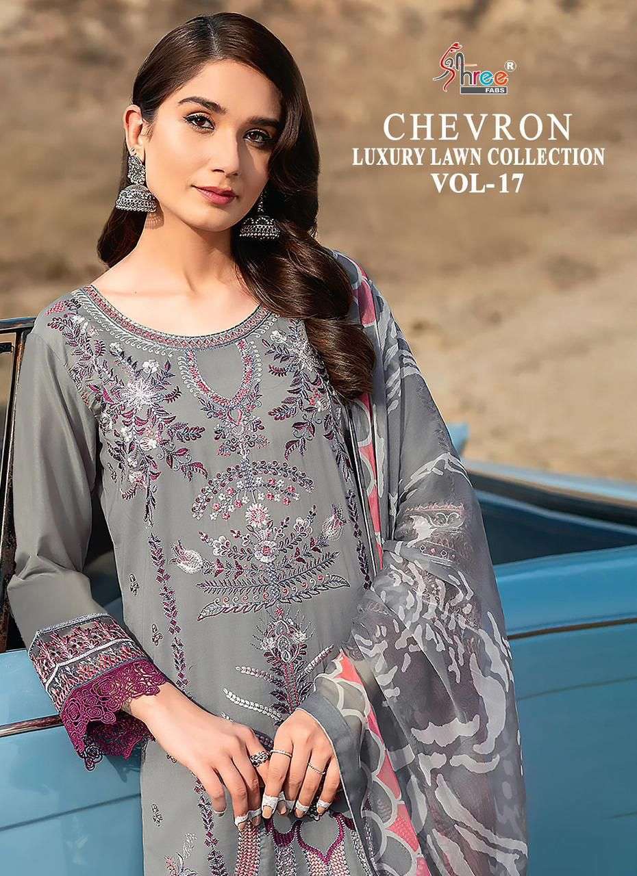 shree fabs chevron luxury lawn collection vol 17 series 3166-3173 pure lawn cotton suit