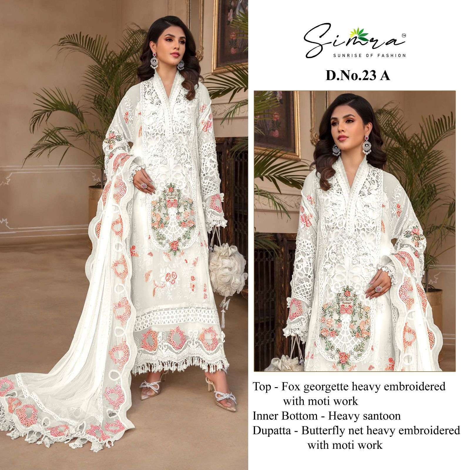 simra 23 abcd faux georgette heavy embroidered suit 