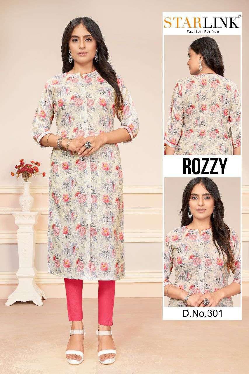 starlink rozzy series 301-316 linen digital print kurti 