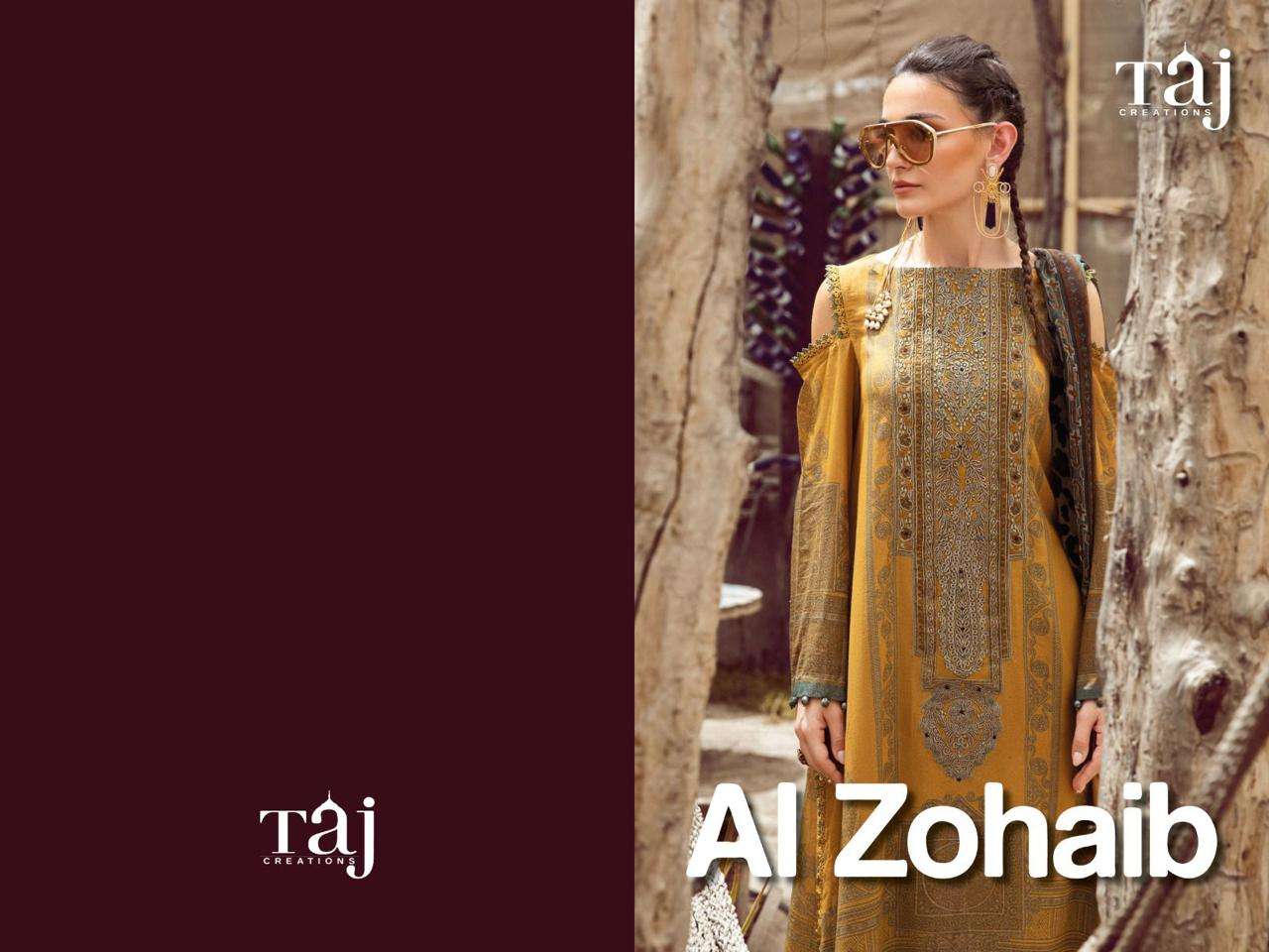 taj creations al zohaib designer pure cotton suit 