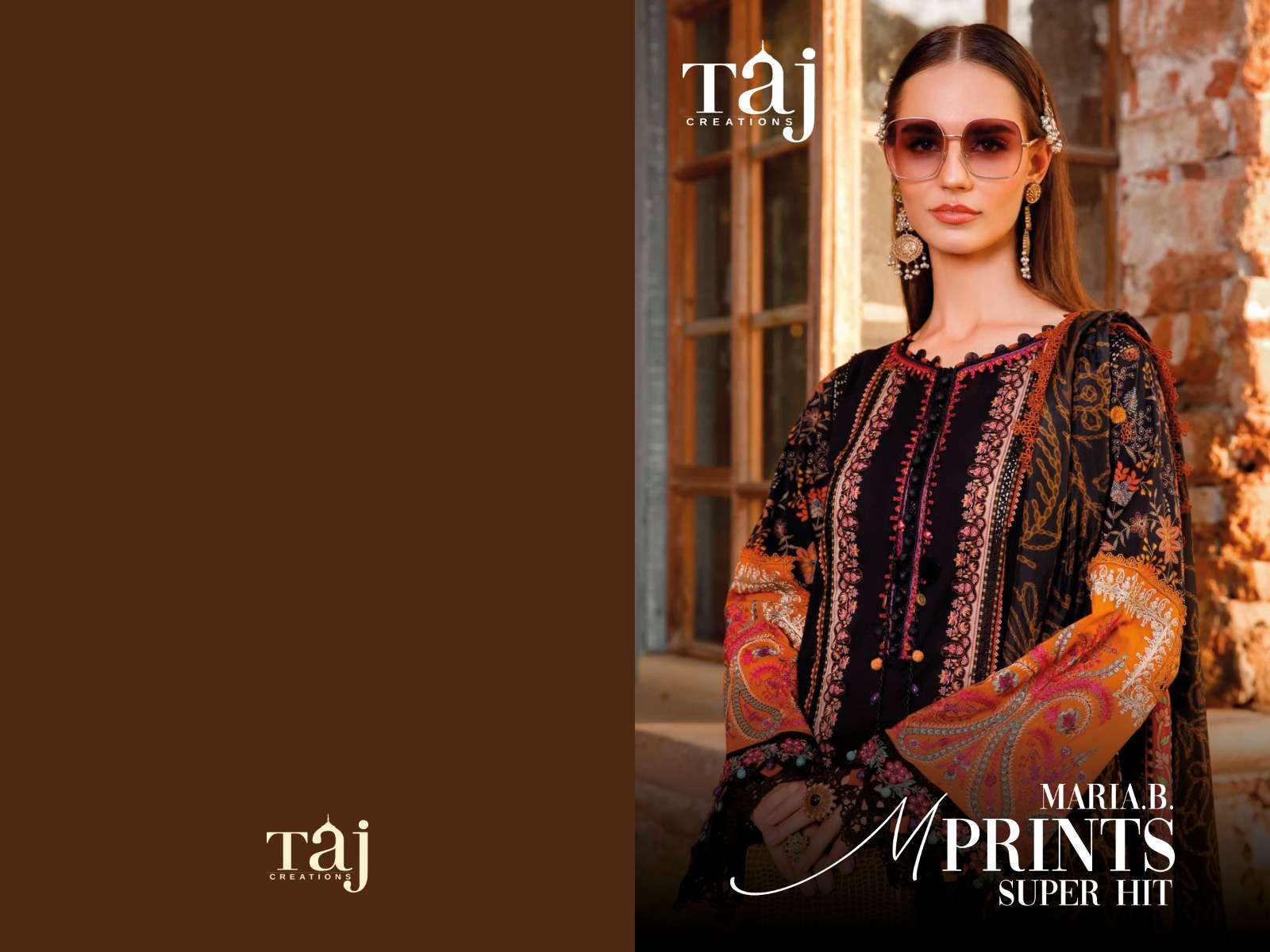 taj creations mariab m print superhit designer pure cotton suit 