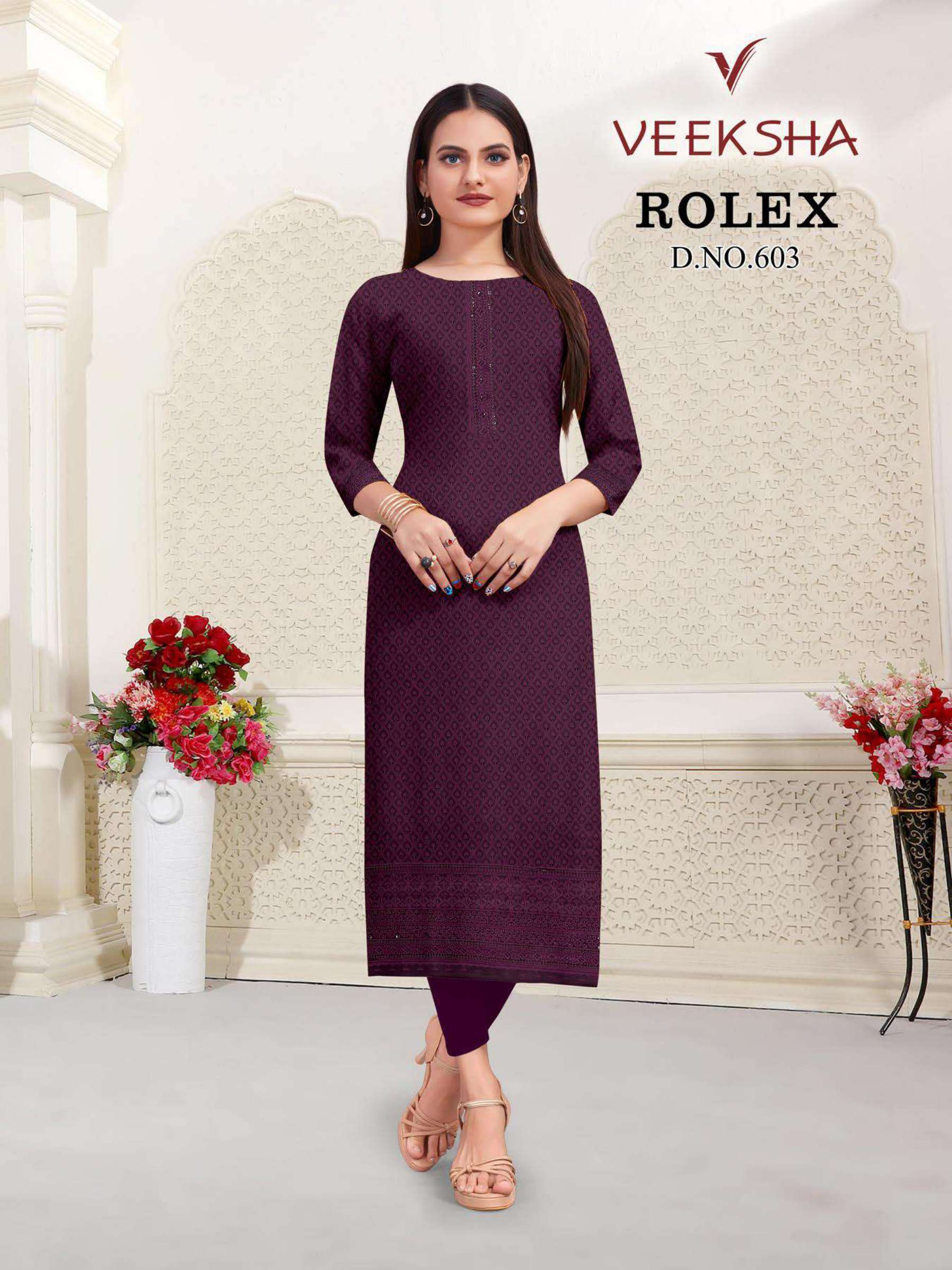 veeksha rolex series 601-612 premium chiffli chikankari kurti