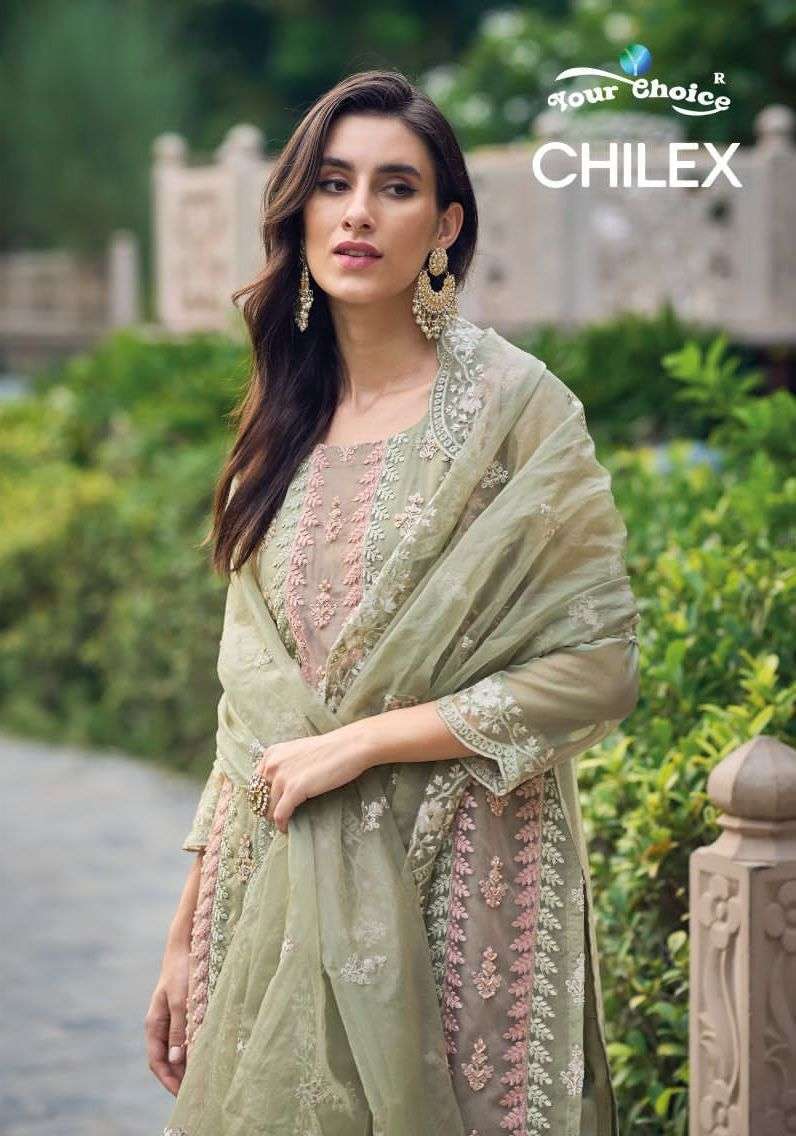 your choice chilax series 1001-1004 soft organza readymade suit 