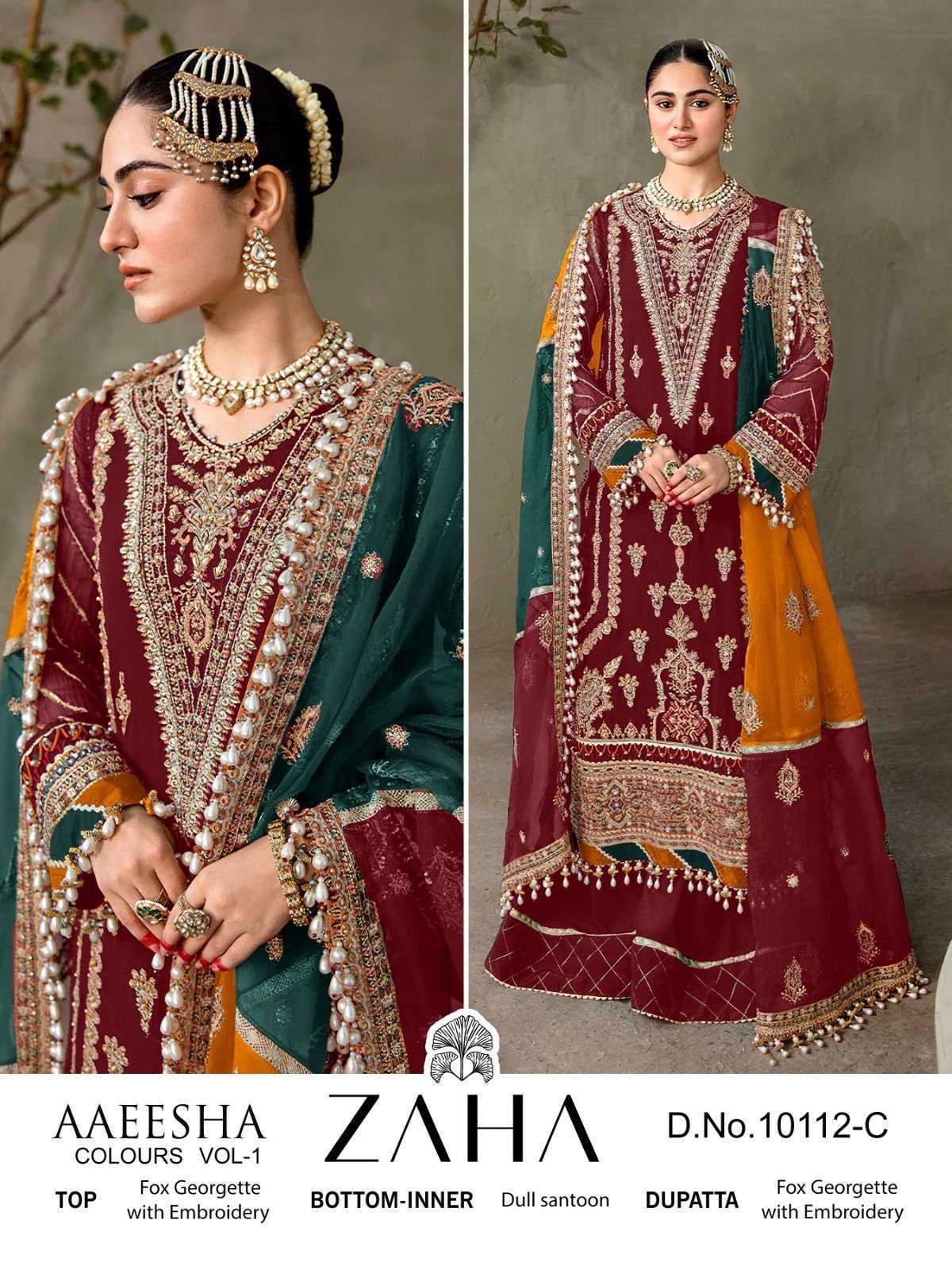 zaha 10112c georgette embroidery suit 