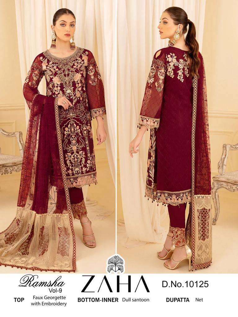 zaha 10125 georgette heavy embroidered suit 