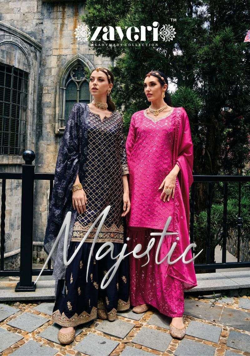 zaveri majestic series 1205-1209 heavy chinon readymade suit 