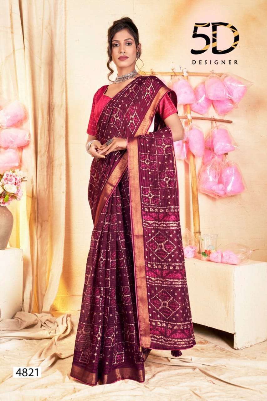 5d designer nancy vol 3 series 4817-4824 cotton saree