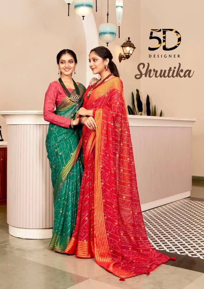 5D designer shrutika series 4781-4788 bright chiffon saree