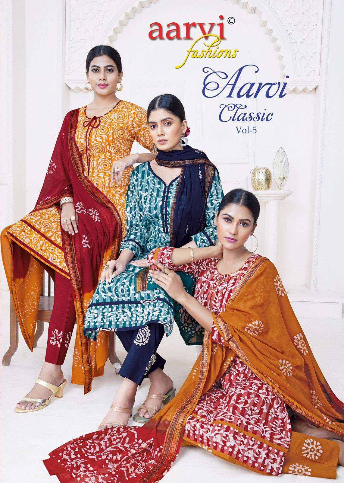 aarvi fashion classic vol 5 series 7201-7208 cotton readymade suit 