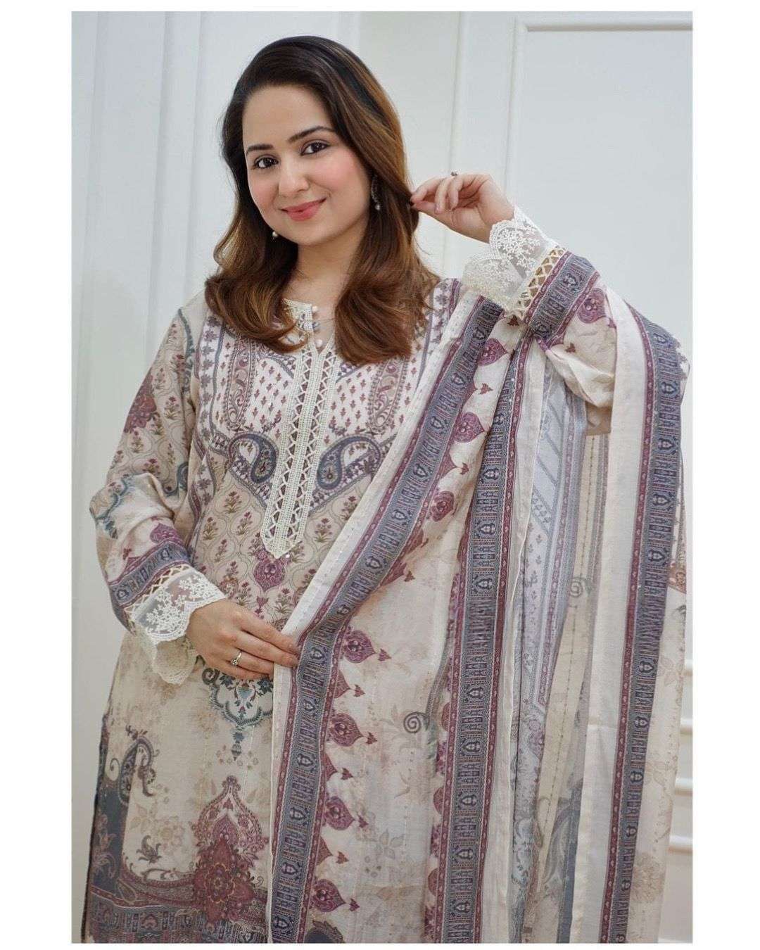 afsana m print pure muslin readymade suit 