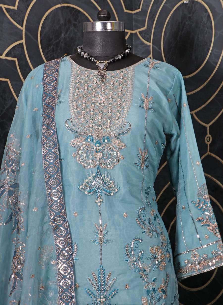 ajraa 106a-106c pure organza with embroidery suit 