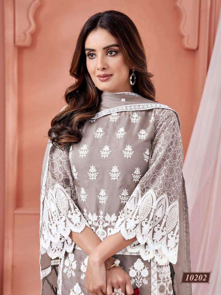 anjubaa vol 20 series 10201-10204 soft organza suit