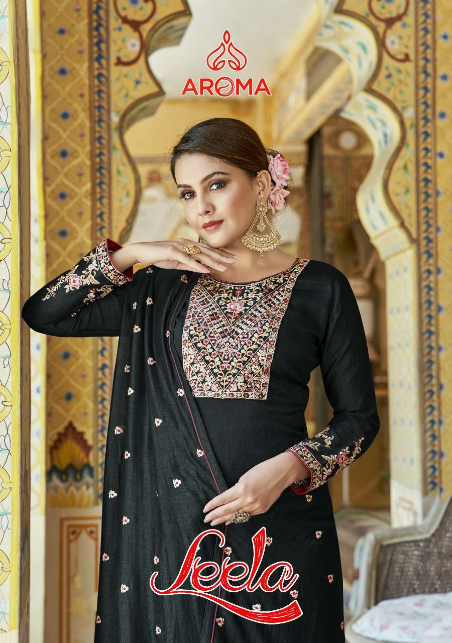 aroma leela series 1701-1704 real premium silk suit 