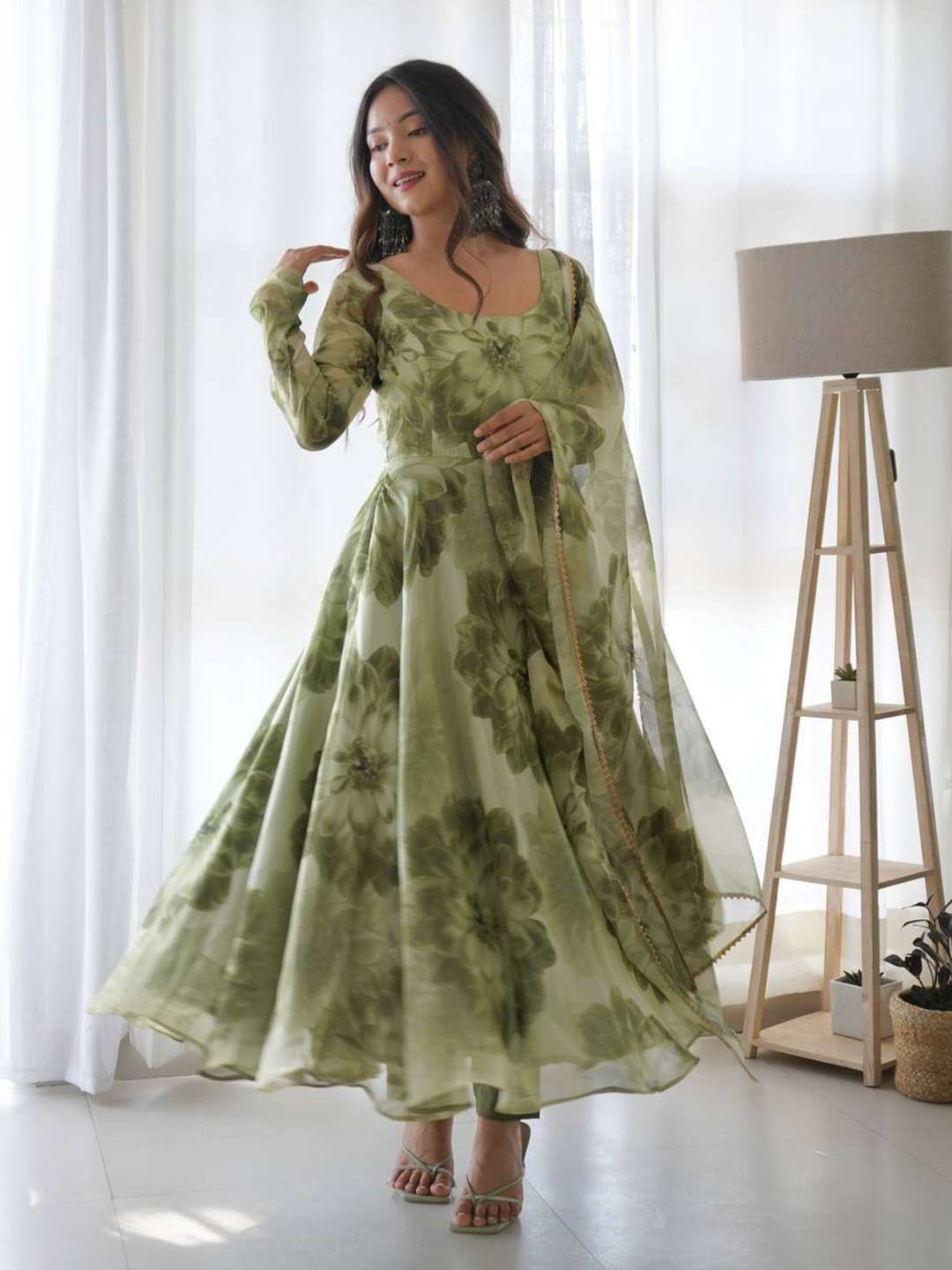 arya designs SING239 organza green gown