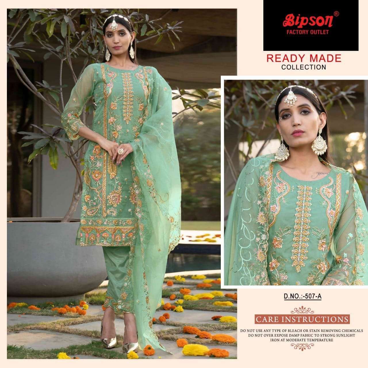 bipson series 506-507 Pure Organza With Embroidery suit