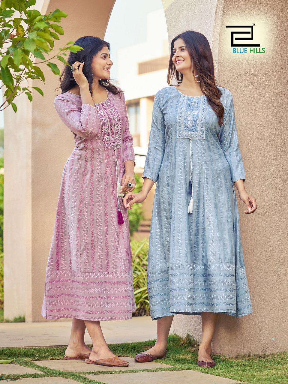 blue hills milky bar vol 3 series 1001-1004 rayon jacquard kurti