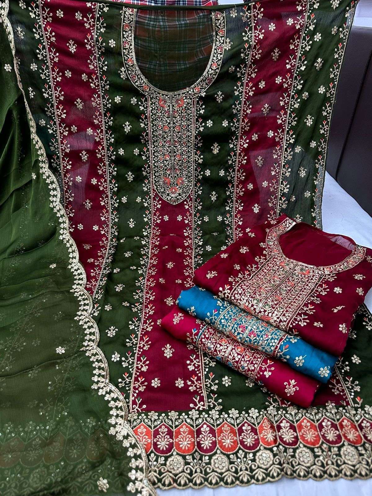 cocktail pure satin chiffon embroidery suit 