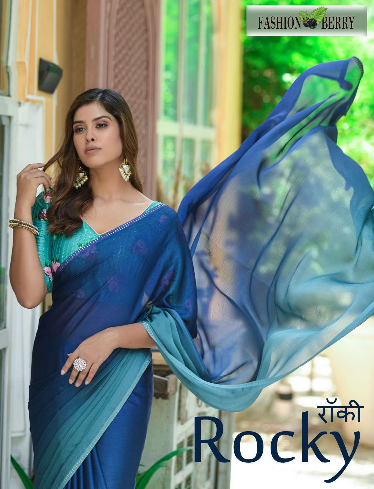 fashion berry rocky series 1341-1344 chiffon work saree