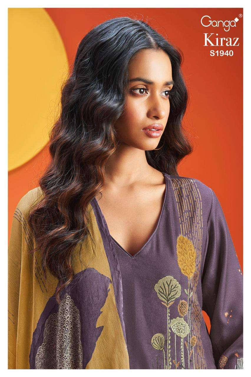 ganga kiraz 1940 premium wool pashmina digital print suit 