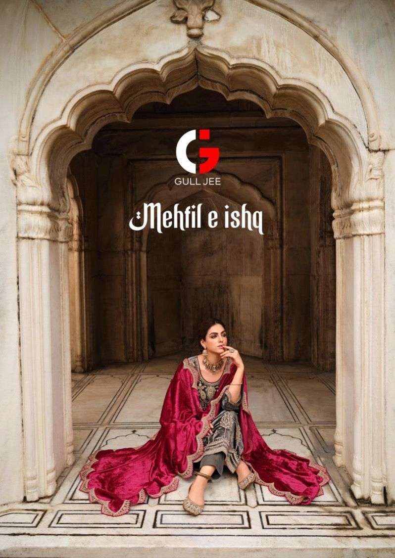 gull jee mehfil e ishq series 10001-10006 Viscose velvet with embroidery suit