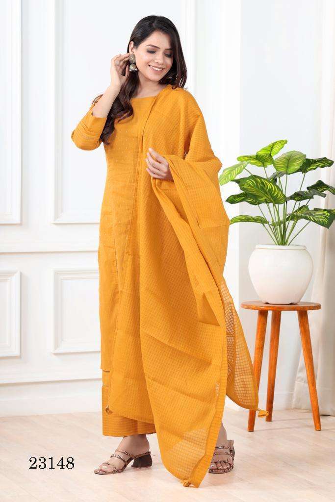 indira apparel 23148 Pure Cambric Cotton Dobby Self Weave readymade suit