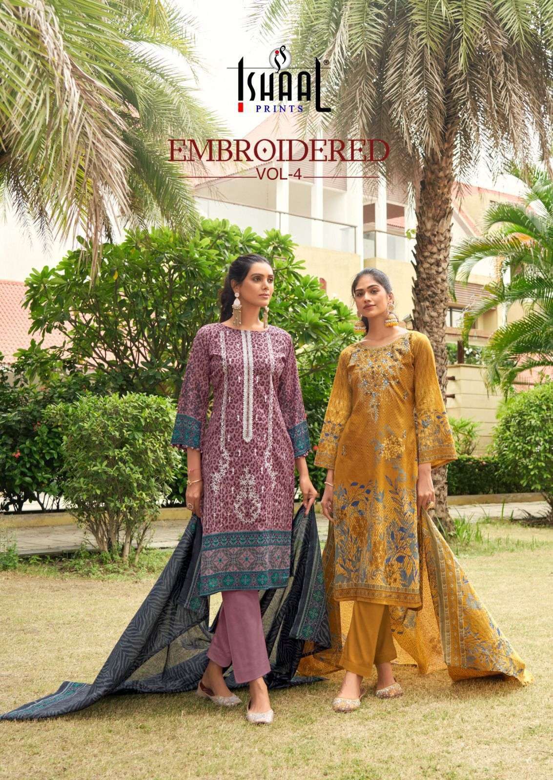 ishaal prints Ishaal embroidered vol -4 series 4001-4006 Lawn suit