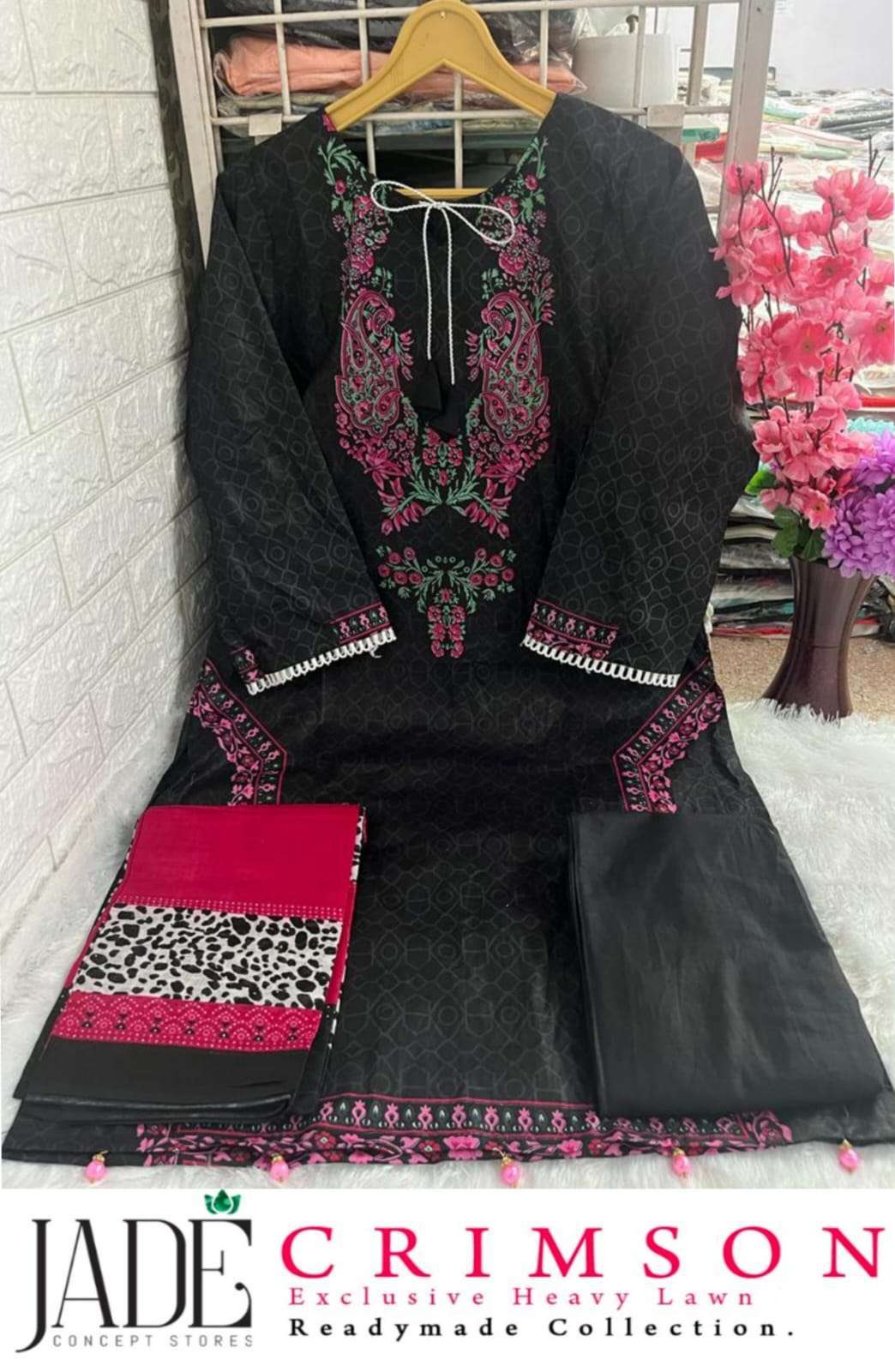 jade concept store crimson black design lawn cotton suit
