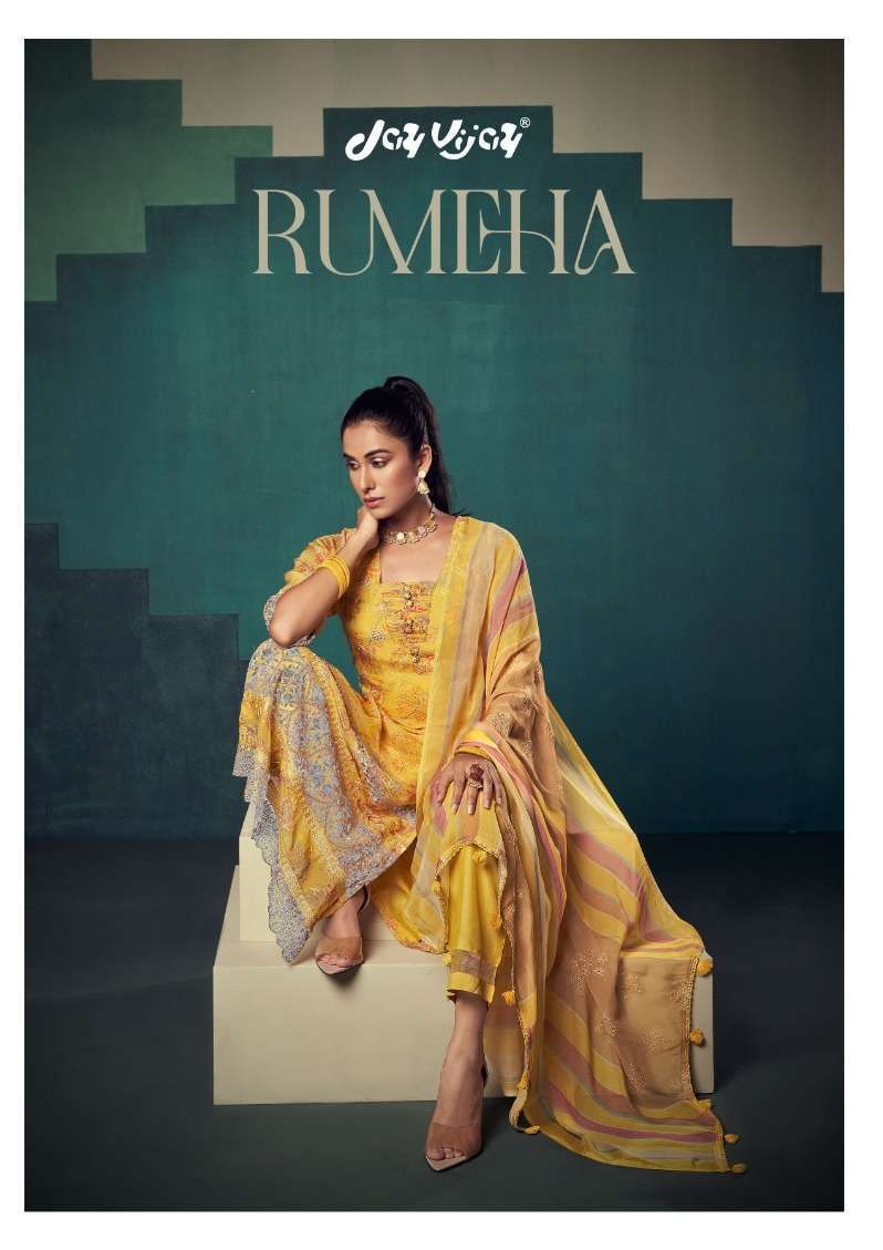 jay vijay rumeha series 8481-8488 pure organza suit 