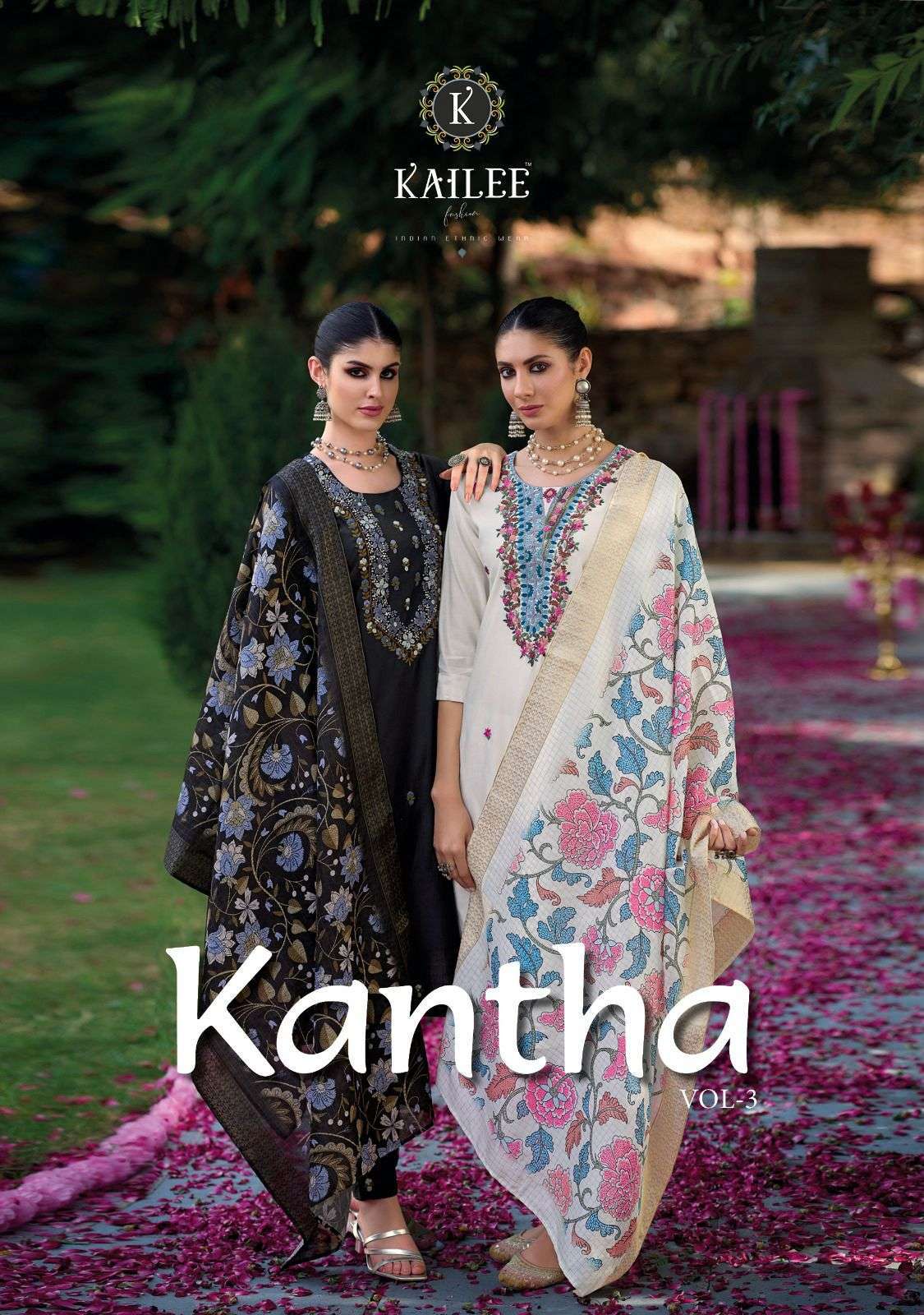 kailee fashion kantha vol 3 series 41311-41315 pure viscose silk suit 