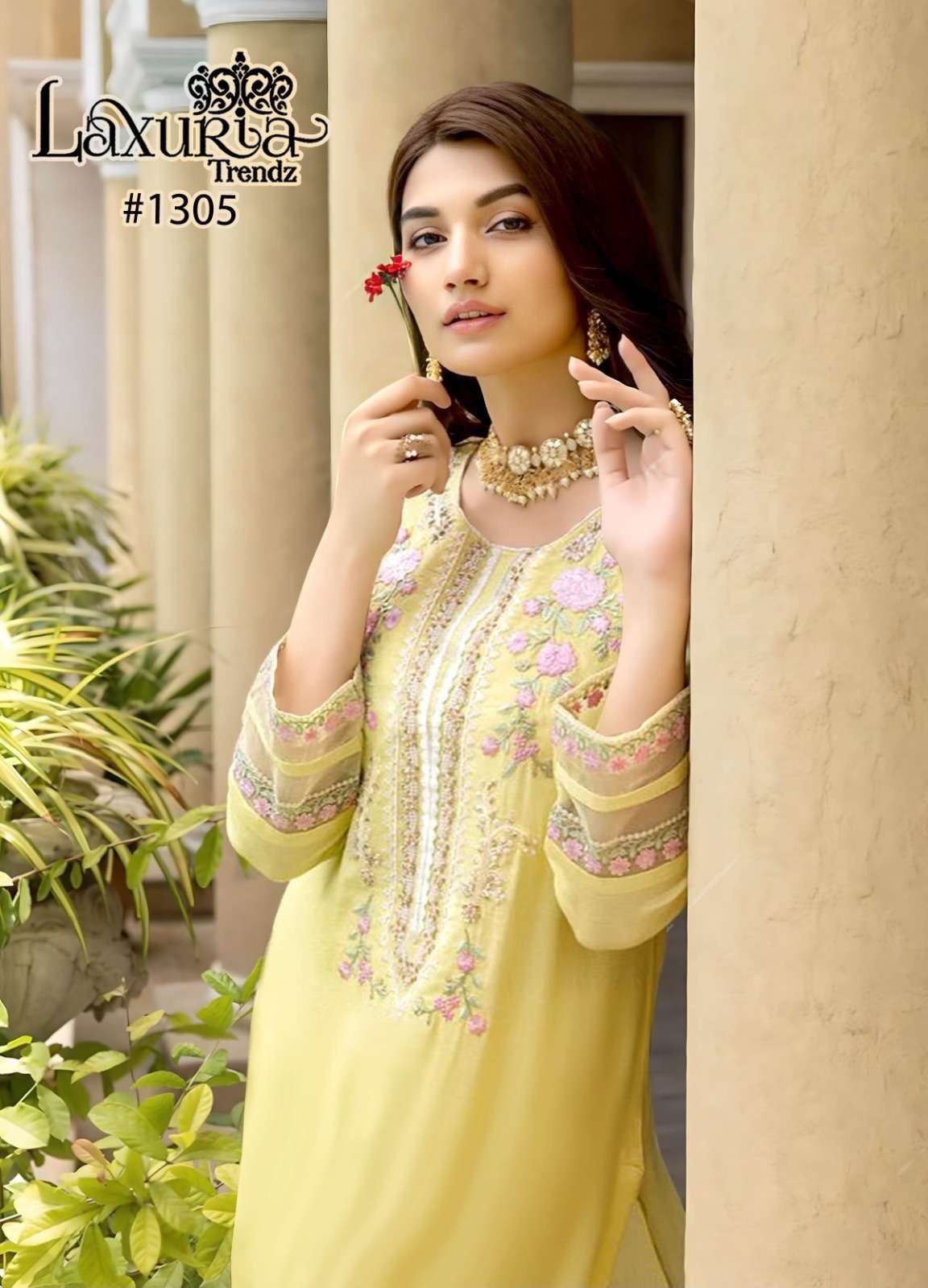 laxuria 1305 faux georgette kurti with bottom 