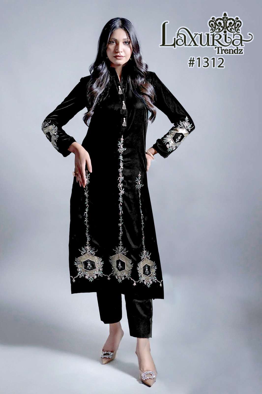 laxuria 1312 9000 Velvet Designer Threaded  Embroidered Tunic