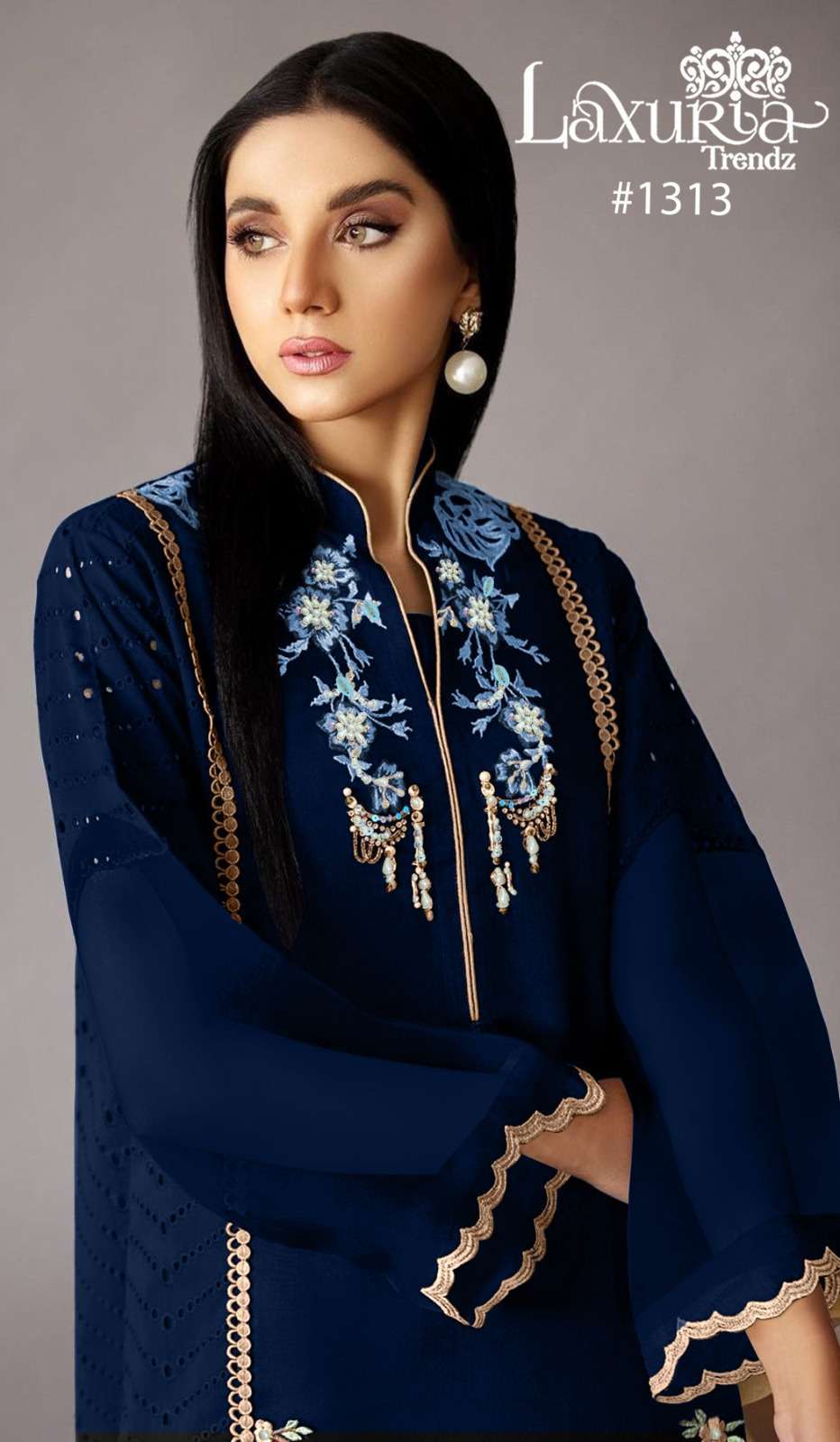 laxuria 1313 Faux Georgette Embroidrey Tunic With Hand Work 