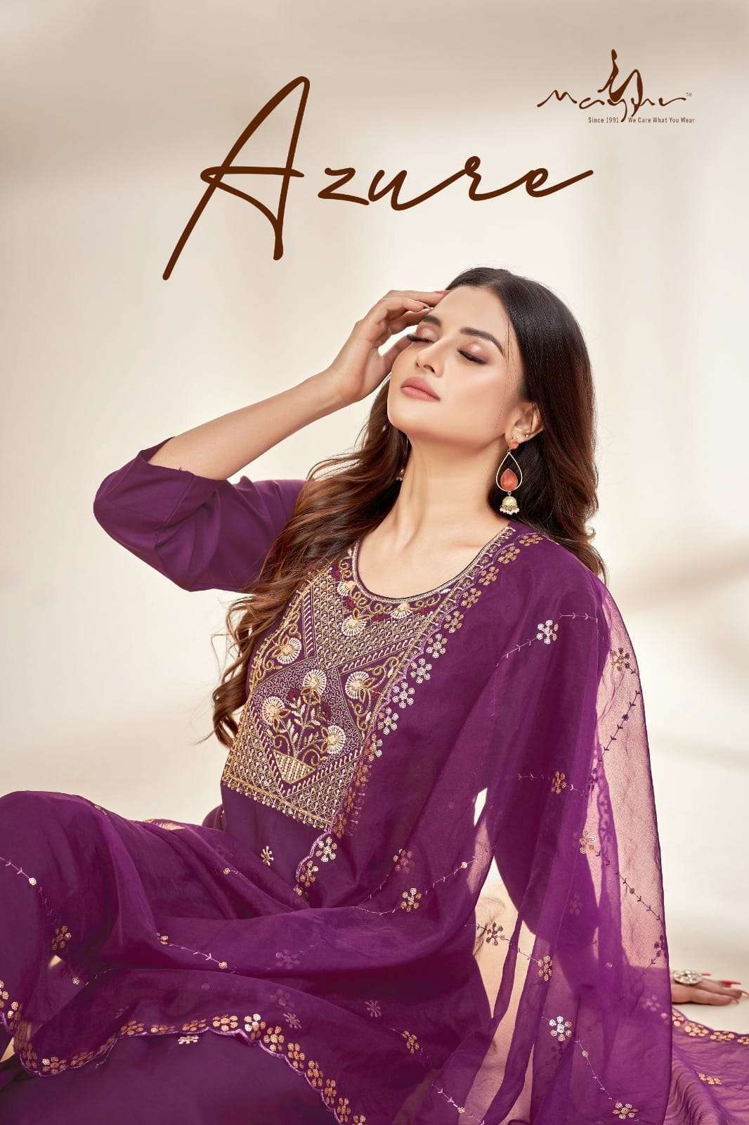 mayur azure Heavy Viscous Silk readymade suit