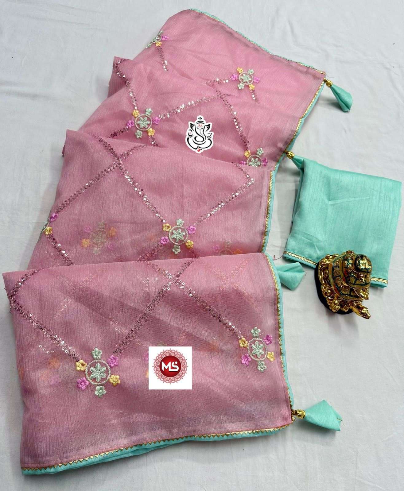 ms brand designer soft organza saree