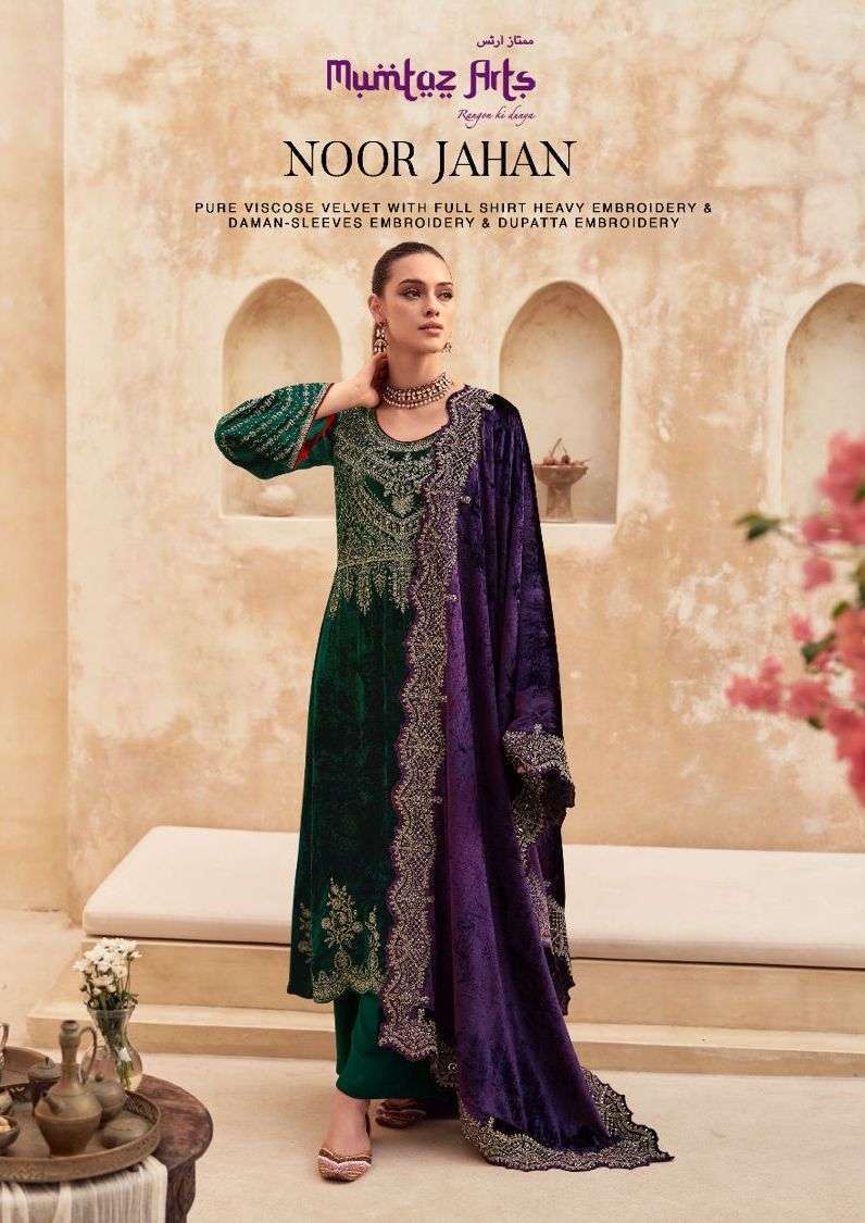 mumtaz arts noor jahan series 41001-41006 pure viscose velvet suit 