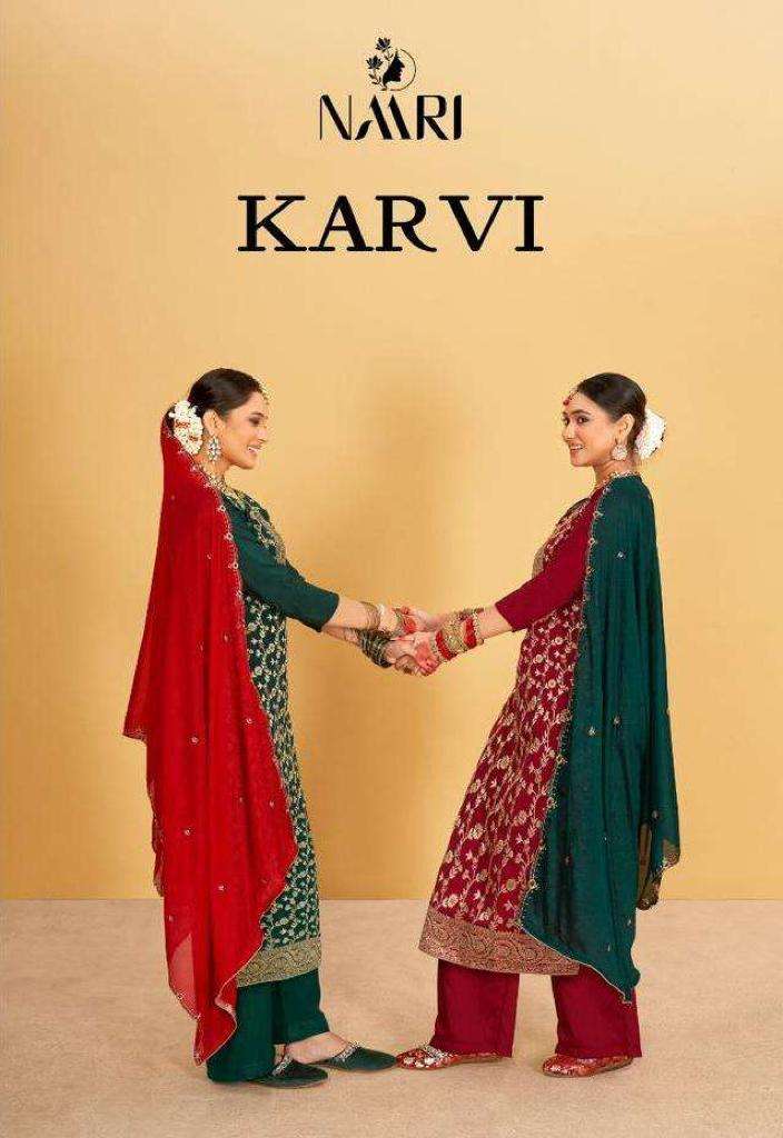 naari karvi series 10001-10004 muslin jacquard suit