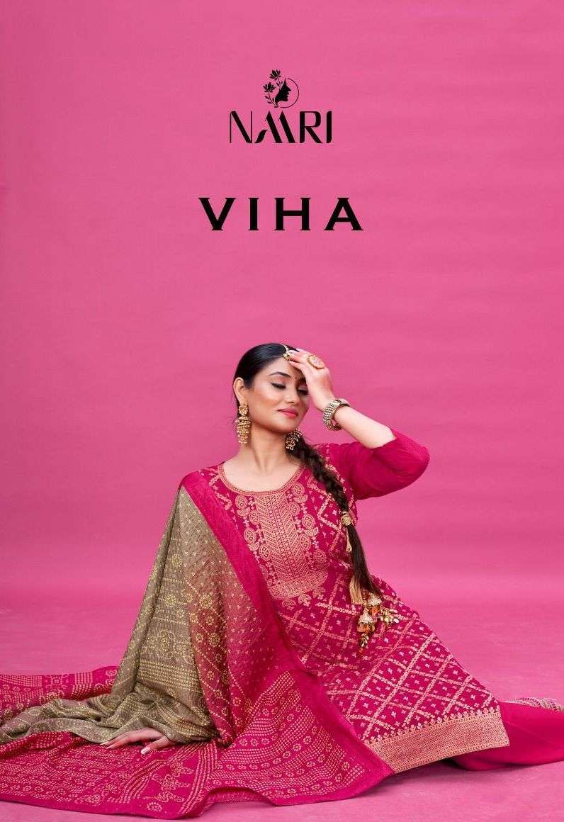 naari viha series 21001-21004 viscose jacquard siroski work suit 