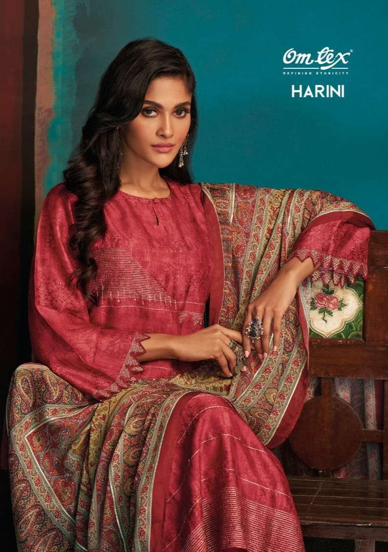 omtex harini series 2631 russian silk digital print suit