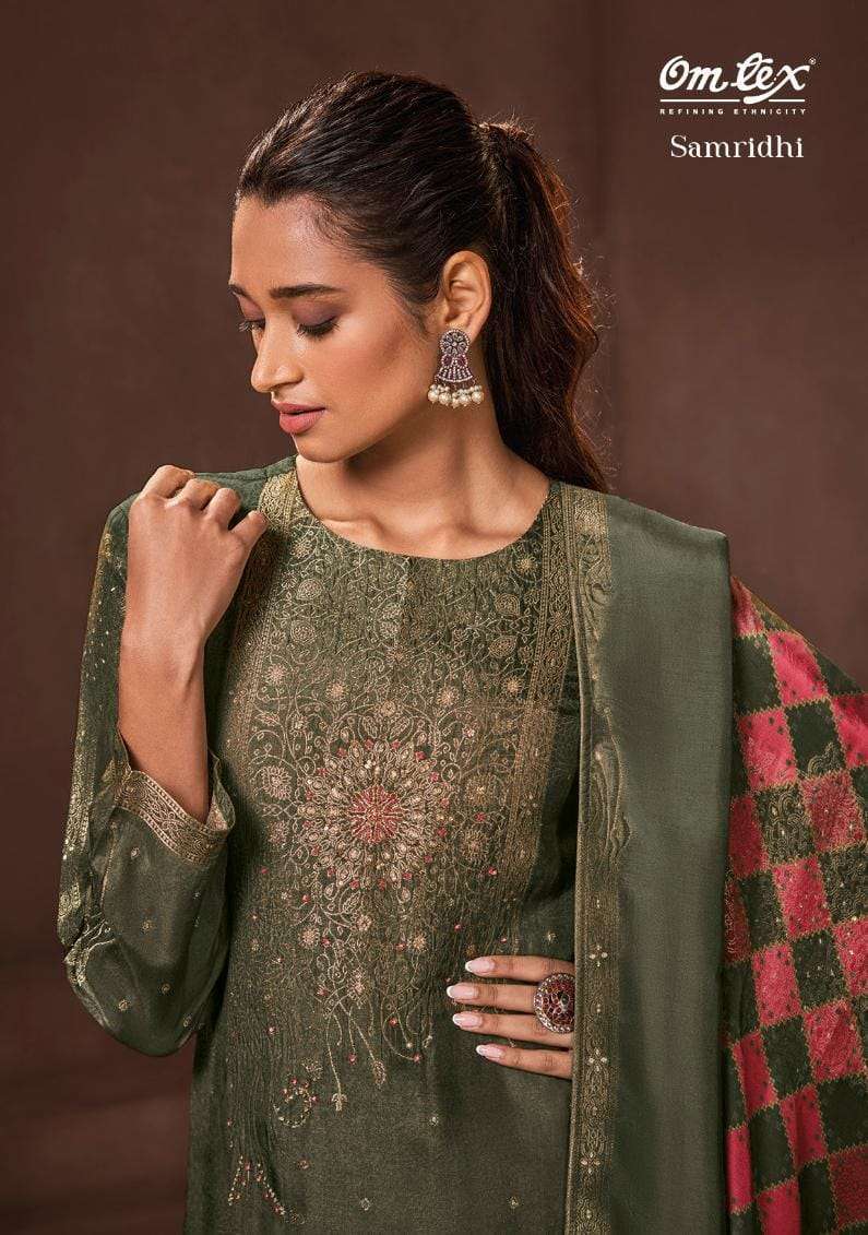 omtex samridhi series 2461 banarasi jacquard suit 