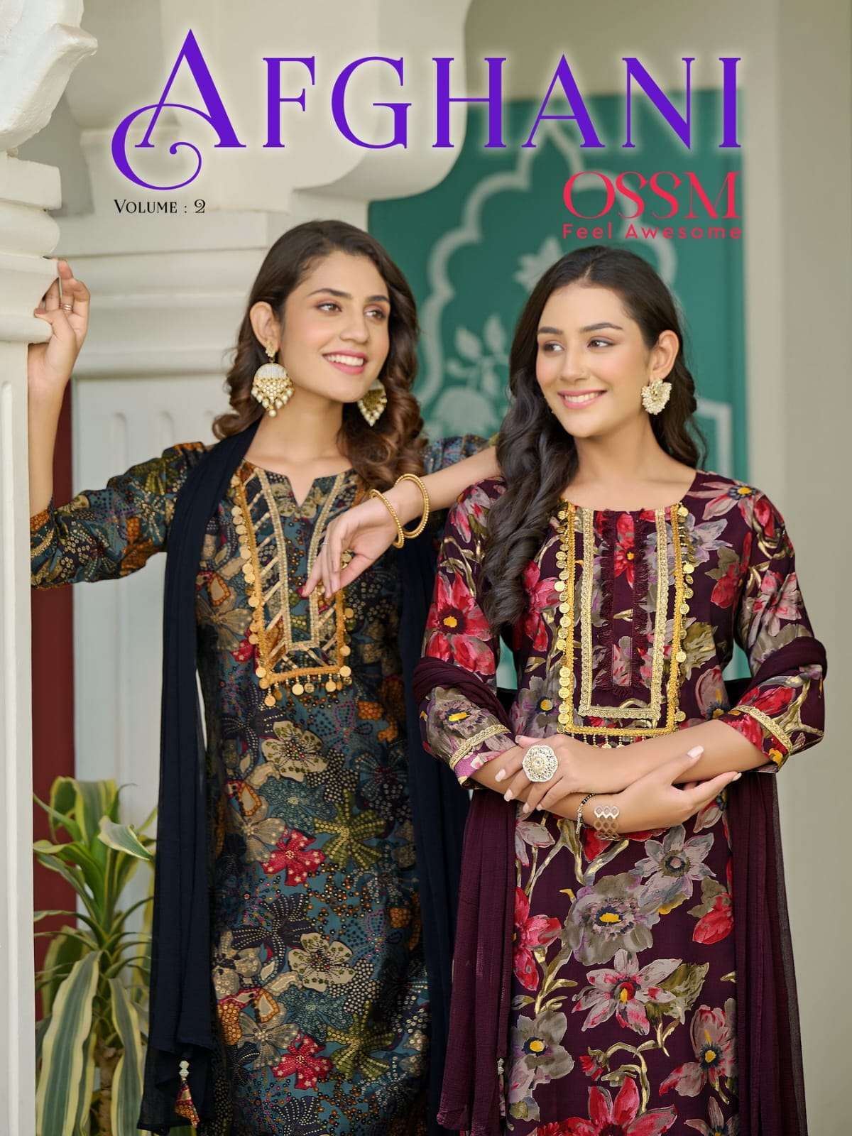 Ossm afghani vol 2 series 201-206 Premium Chanderi Modal Foil readymade suit