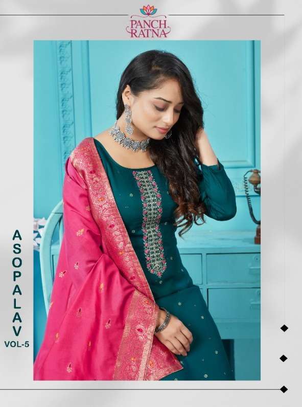 panch ratna asopalav vol 5 Jam Silk Embroidery suit