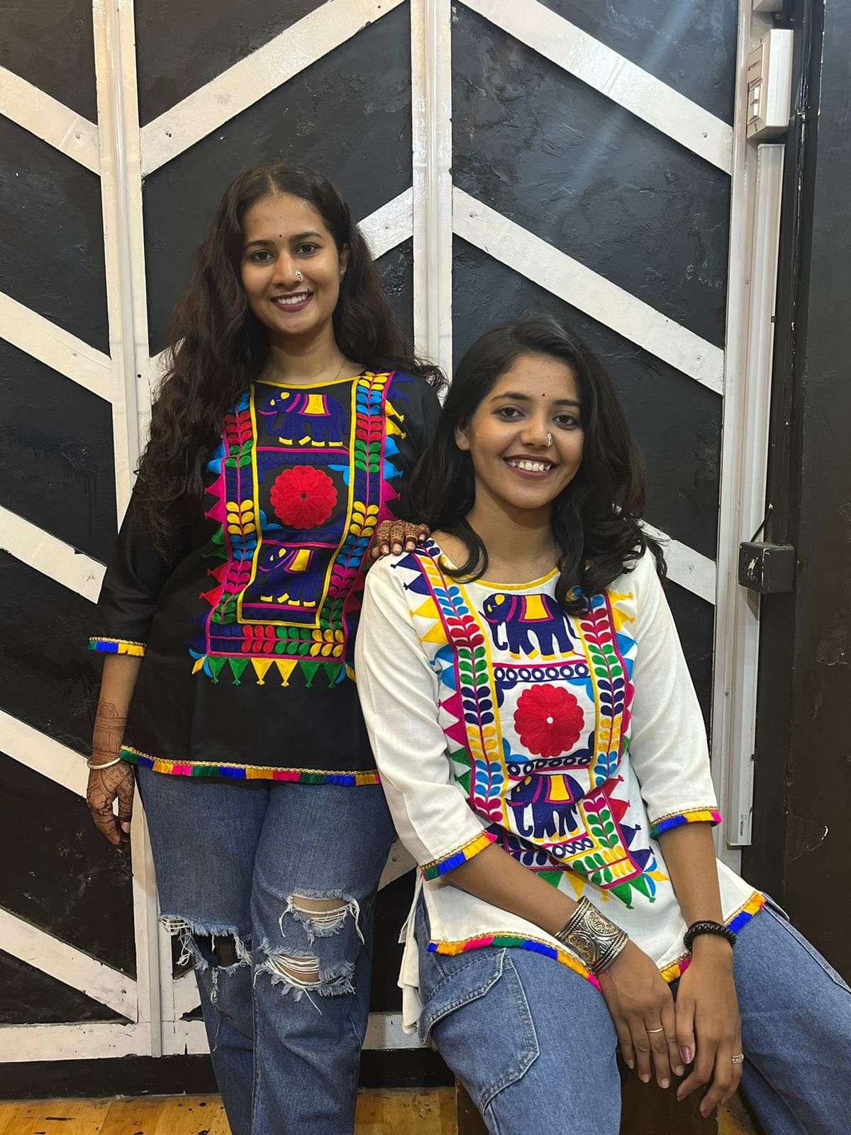 pankhudi designer cotton flex embroidery work tops