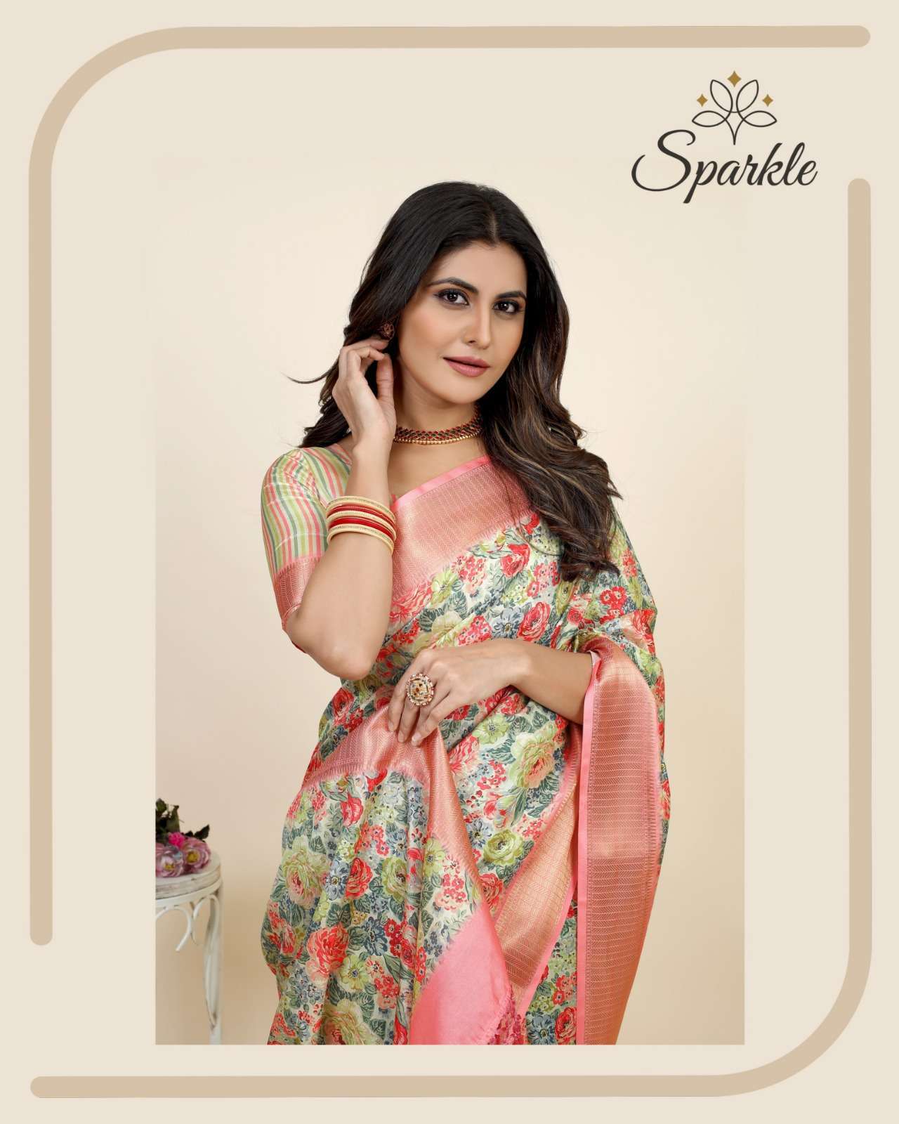 pr sparkle series 1111-1116 Dola Digital print Saree With Blouse