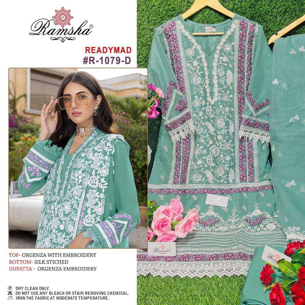 ramsha R-1079 organza embroidery suit 