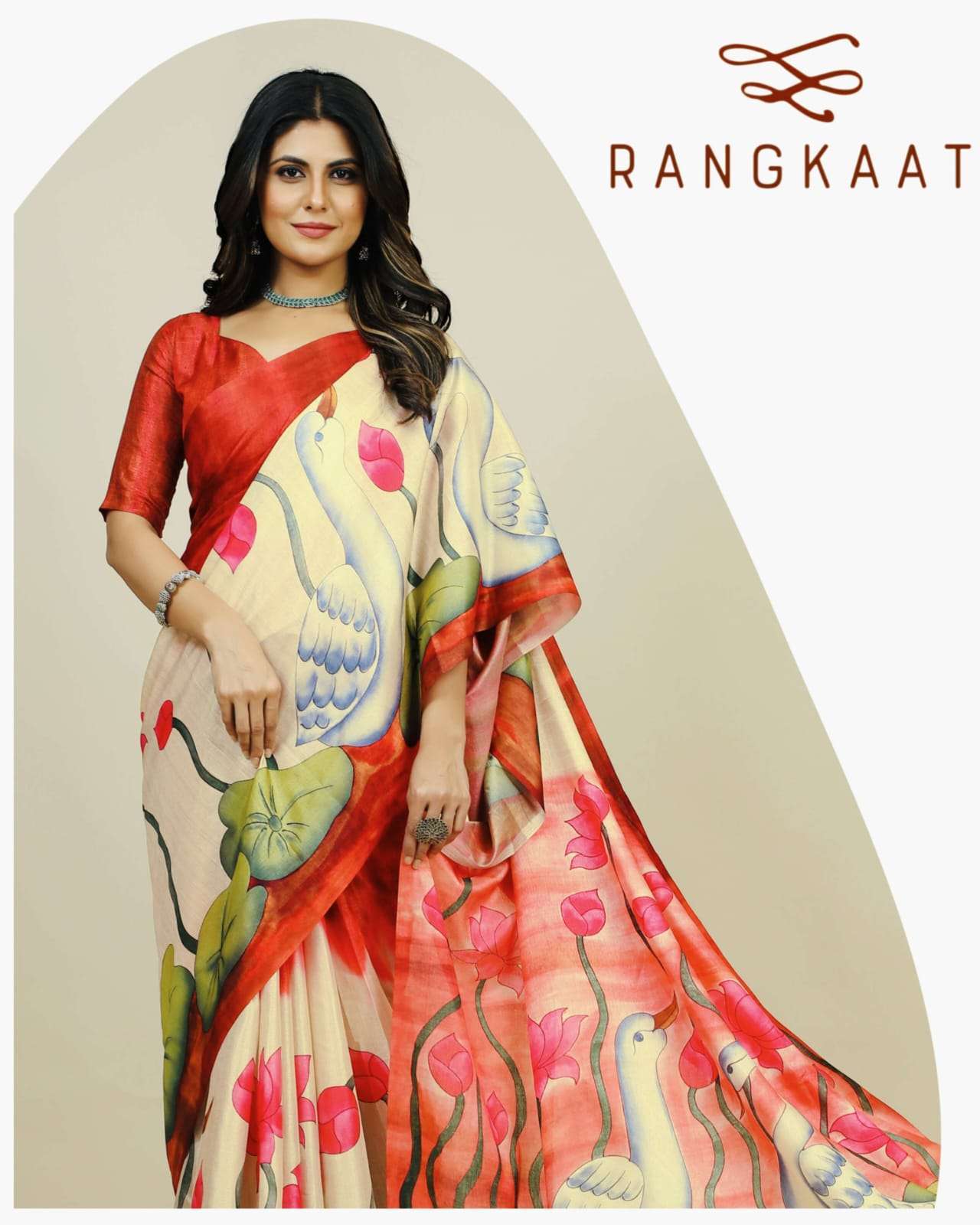 rangkaat 44-49 Tusser silk with Duck Design saree