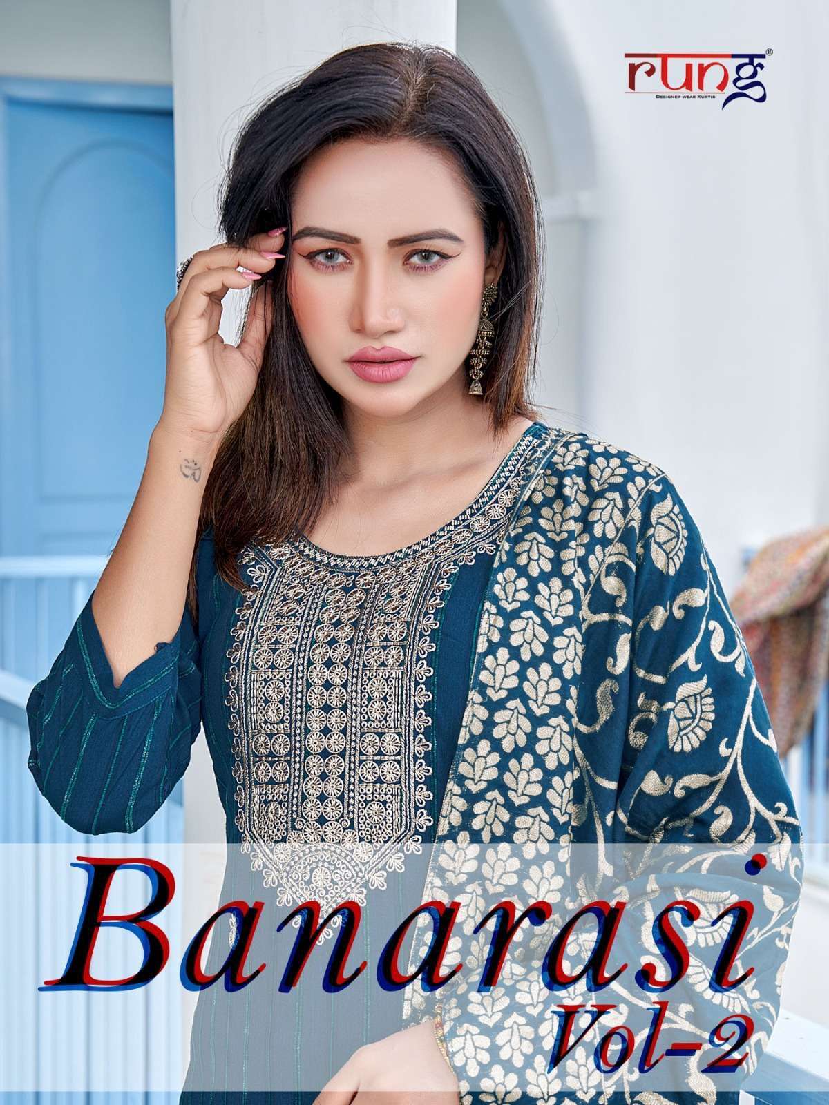rung banarasi vol 2 series 1001-1006 heavy weaving rayon suit 