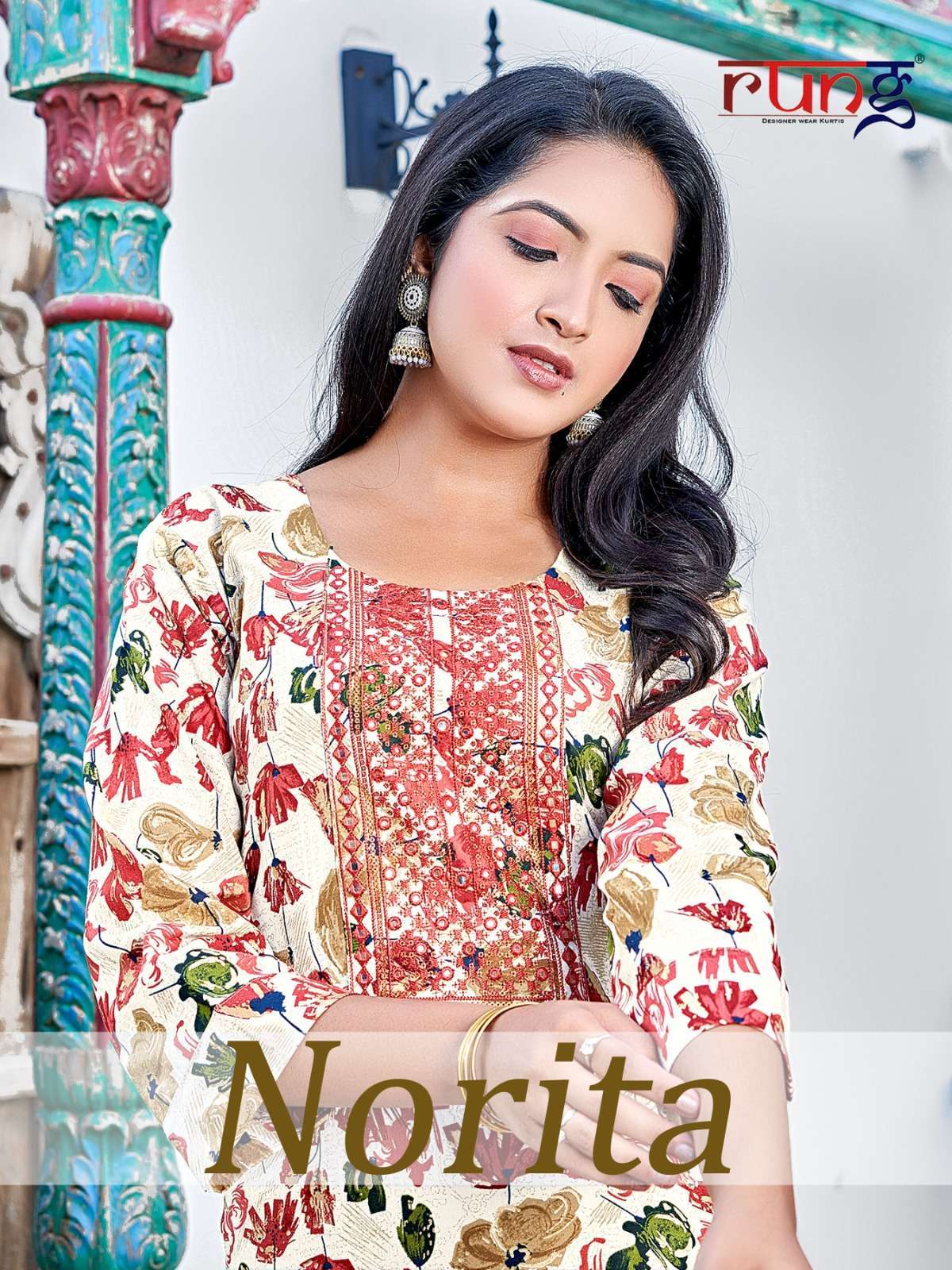 rung norita series 1001-1008 heavy foil rayon kurti